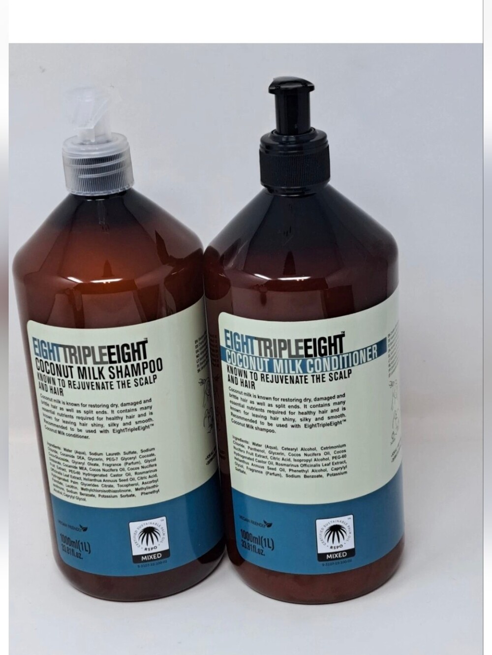 EightTripleEight Coconut Milk Shampoo & Conditioner 33.8 Fl oz Each
